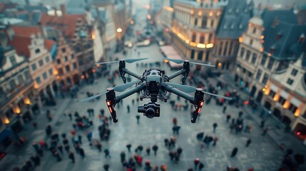 Fototapeta premium The AIpowered drone can avoid obstacles and capture stunning aerial footage