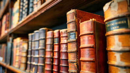 Books in shelves in a library