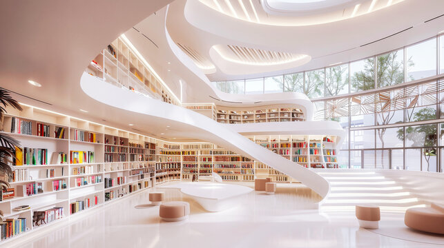 Interior view of a modern library