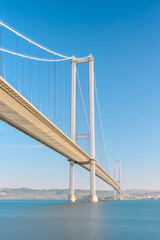 Osmangazi Bridge (Izmit Bay Bridge) located in Izmit, Kocaeli, Turkey. Suspension bridge captured with long exposure technique