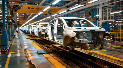 Naklejka premium car production line, generative AI 