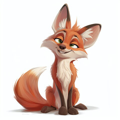 Obraz premium Fox, cartoon style, white background
