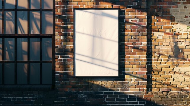 A1 blank poster mockup on a brick wall