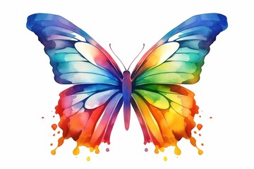 Fototapeta premium Watercolor butterfly isolated on white background 