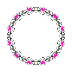 Hand drawn hearts border and frame design