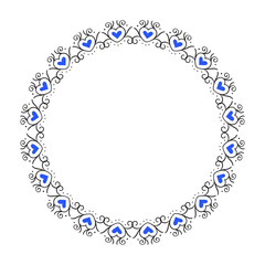 Hand drawn hearts border and frame design