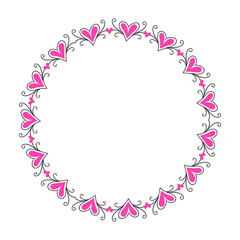 Hand drawn hearts border and frame design