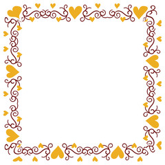 Hand drawn hearts border and frame design