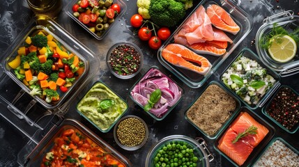 website banner image for healthy meal prep store, with real life food and health features --ar 16:9 Job ID: de8c751f-d928-48b0-a36a-fcb451ce2e57