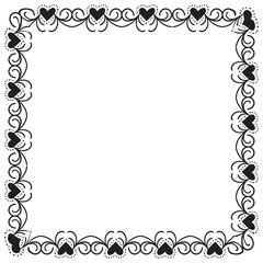 Hand drawn hearts border and frame design