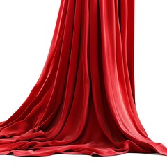 3D image of a red curtain isolated on a white background