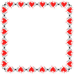 Hand drawn hearts border and frame design