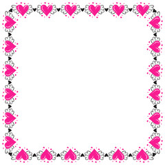 Hand drawn hearts border and frame design