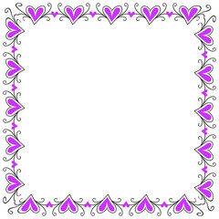 Hand drawn hearts border and frame design