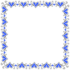 Hand drawn hearts border and frame design