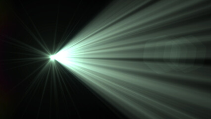 Green rays on a black background