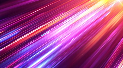 Pulsating Neon Light Rays Streaming Across a Luminous Purple Background Depicting a Futuristic Digital Energy