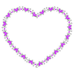 Hand drawn hearts border and frame design