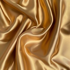 Fototapeta premium Luxurious golden satin fabric with elegant folds creating a smooth, shiny texture perfect for fashion, design, and home decor projects.