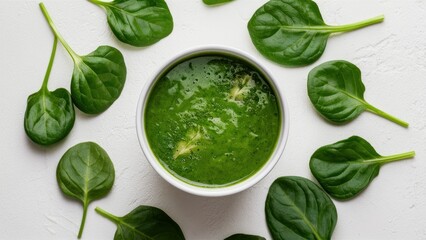 Nutritious Delight Healthy Green Spinach Smoothie with Fresh Leaves