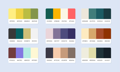 Pantone colour palette catalog samples. Color swatch. Set of abstract color palette banner