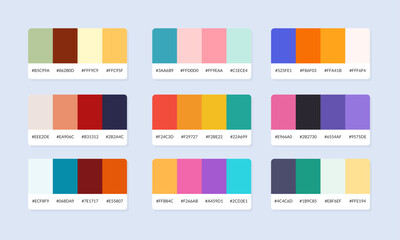 Pantone colour palette catalog samples. Color swatch. Set of abstract color palette banner