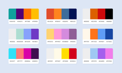 Pantone colour palette catalog samples. Color swatch. Set of abstract color palette banner