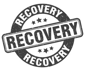 recovery stamp. recovery label. round grunge sign