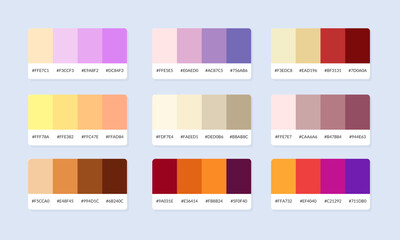 Pantone colour palette catalog samples. Color swatch. Set of abstract color palette banner