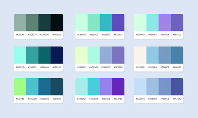 Pantone colour palette catalog samples. Color swatch. Set of abstract color palette banner