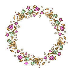 Hand drawn floral wreath, floral frames