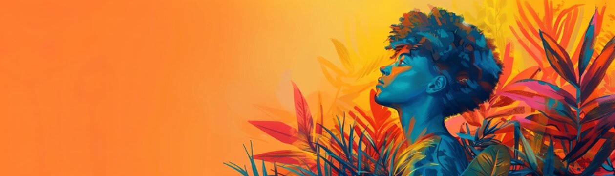 An illustrator showcasing a portfolio, copy space, professional presentation theme, vibrant, multilayer, gallery backdrop