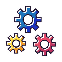 Gear doodle setting icon hand drawn cartoon art illustration on white