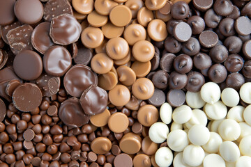Assorted Chocolate and Candy Treats in Various Shapes and Colors