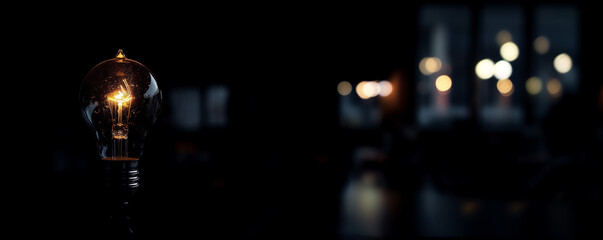 Fototapeta premium Technology light bulb in the dark