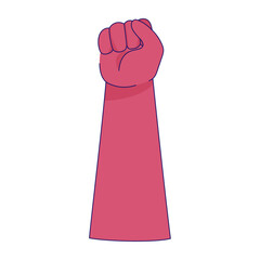 The hand is clenched into a fist Demonstration of strength and struggle