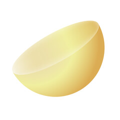 3d metal semisphere geometric shape Realistic glossy on white