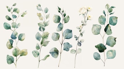 Romantic Illustrated, Floral Elements Isolated on White Background. Beautiful Flower Illustration.