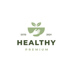 healthy food bowl logo icon vector design