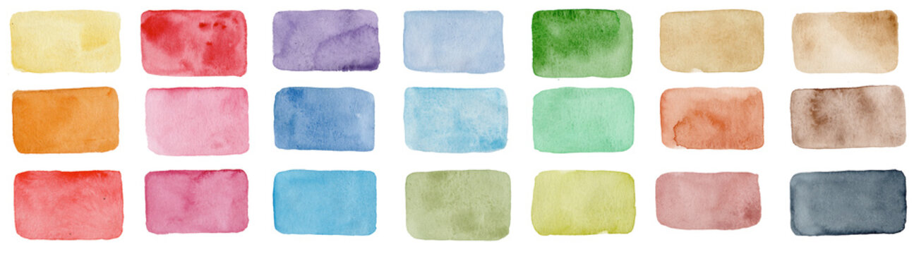 Rectangle &eacute;tiquette color&eacute; aquarelle multicolore