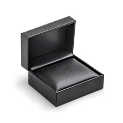 Black jewelry boxes opened isolated against white background