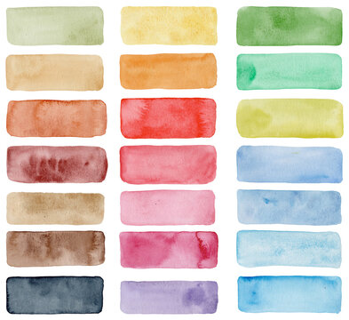 &eacute;tiquettes rectangle longues plusieurs couleurs style aquarelle