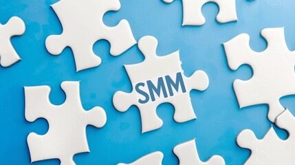 Fototapeta premium A white puzzle piece with the word SMM