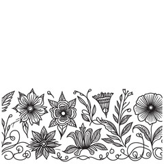 Hand drawing of floral ornaments, Hand drawn flowers