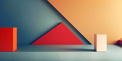 Obraz premium Geometric structure concept background poster. Composition of geometric shapes and planes. Digital illustration raster bitmap. AI artwork.