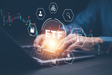 ETF Exchange-traded fund stock market business finance investment concept. investment Strategy,...