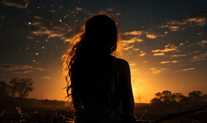 Woman Standing in Front of a Sunset