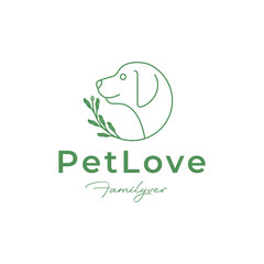 pet love dog care animal friendship modern line logo design vector