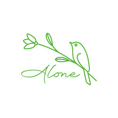 flower bird nature ecology line logo design vector