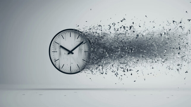 Time is Running Concept: Wall Clock with Dispersion Effect, Symbolizing the Pressure of Time. Deadline in a Business Context.
